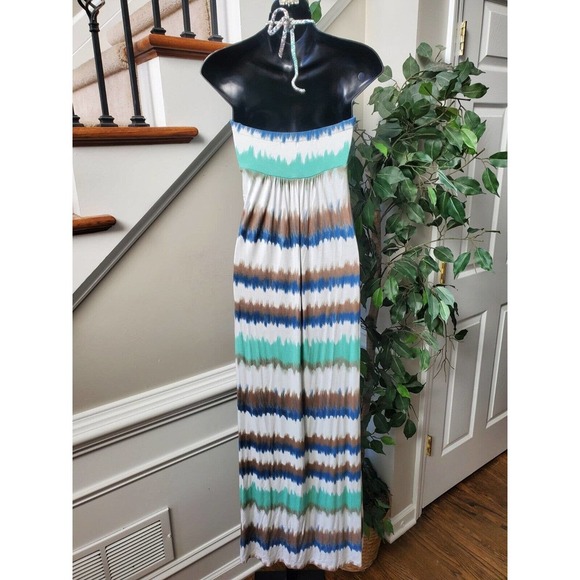 Neiman Marcus Women Multicolor Viscose Halter Neck Sleeveless Long Maxi Dress XS - Picture 5 of 11